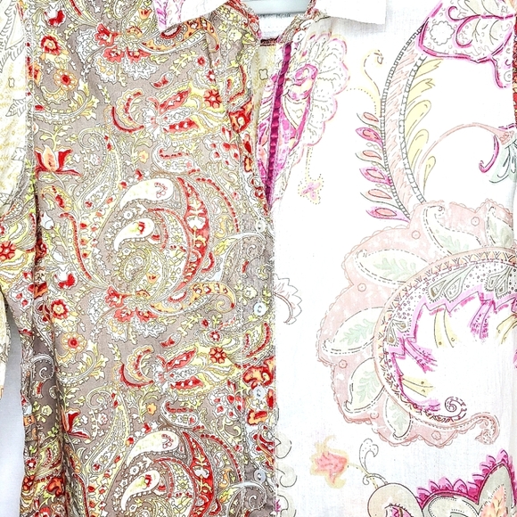 Cino designer button front, long sleeve top. Medium, Multi colored. - Picture 9 of 16